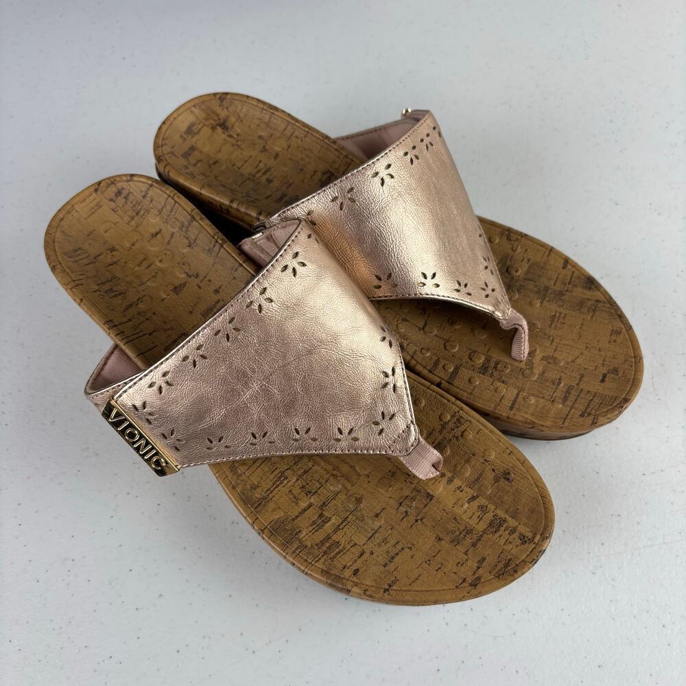 Vionic Women's Anitra Platform Sandal in Rose Gold Metallic Size 8